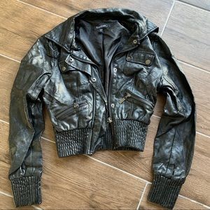 Bebe Cropped Leather Jacket